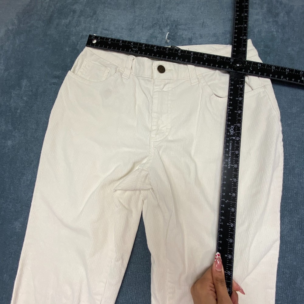 St. John's Bay Stretch Bootcut Corduroy Pants Womens 4 White Cotton Mid Rise - Picture 9 of 16